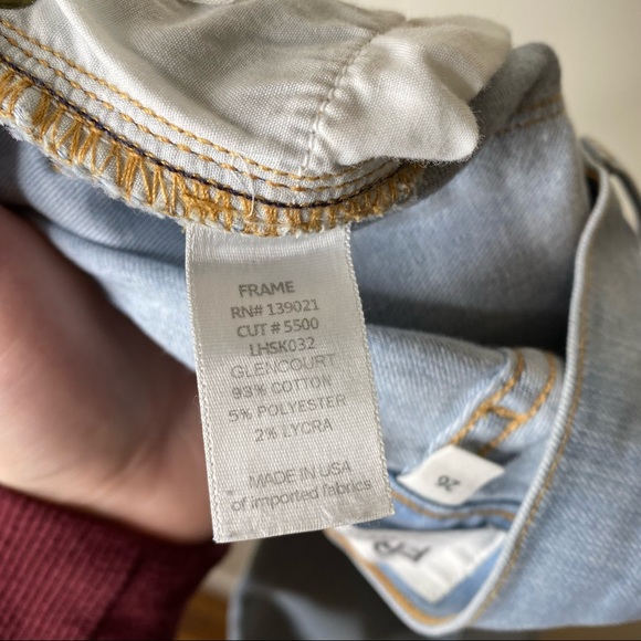 FRAME le High Skinny High Rise Waisted Distressed Light Wash Jeans - Picture 4 of 6